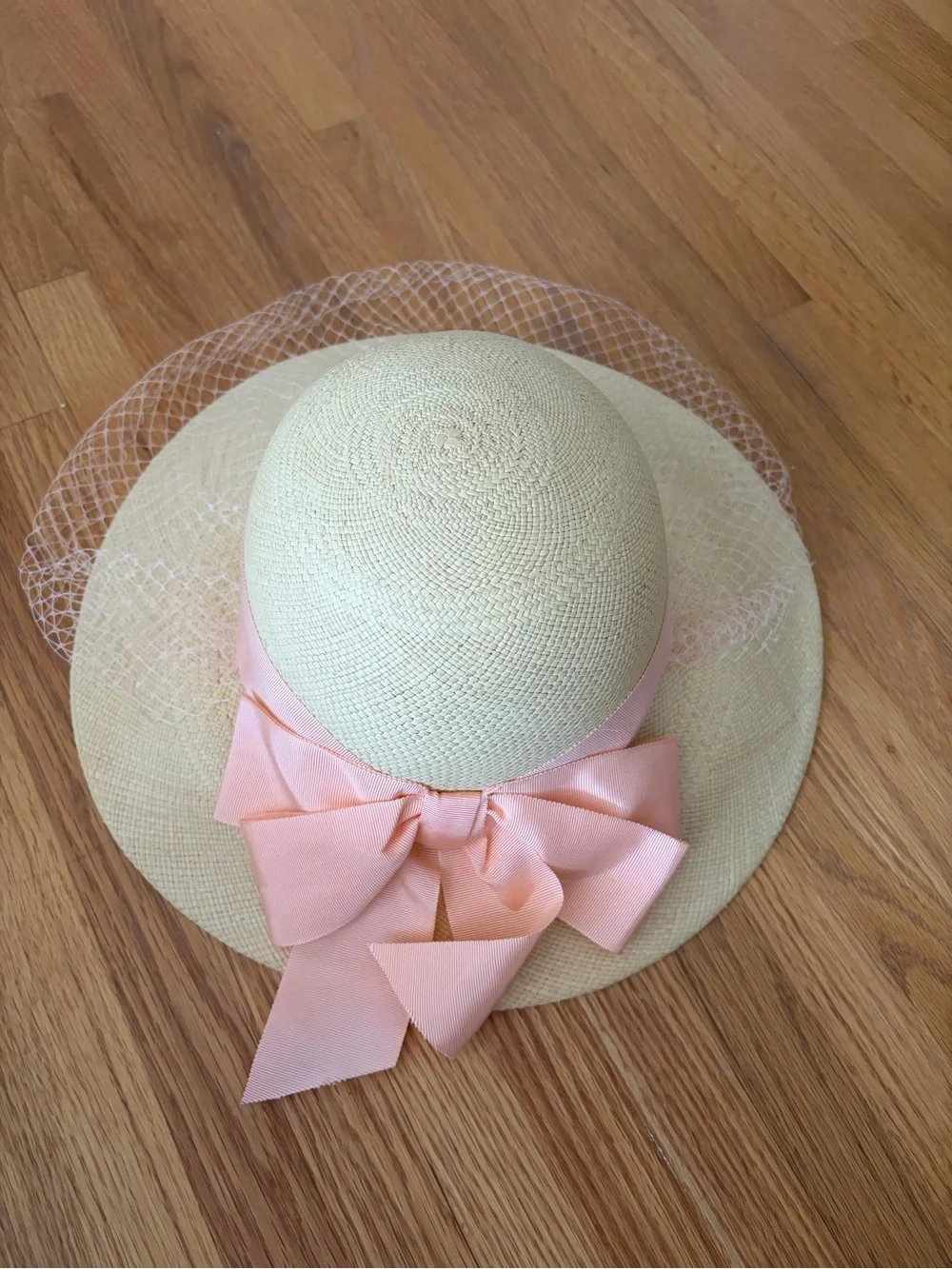 Women's Straw Sun Hat with Pink Bow